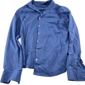 Lands' End Women's Blue‎ Button-Up Shirt Size 14 Long Sleeve